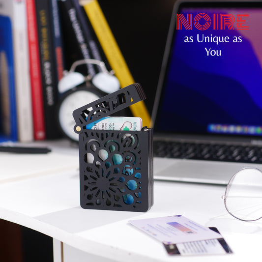 NOIRE Card Wallet MirageBlack Minimalist Unique Compact Card Holder Handcrafted Fidget NameCard