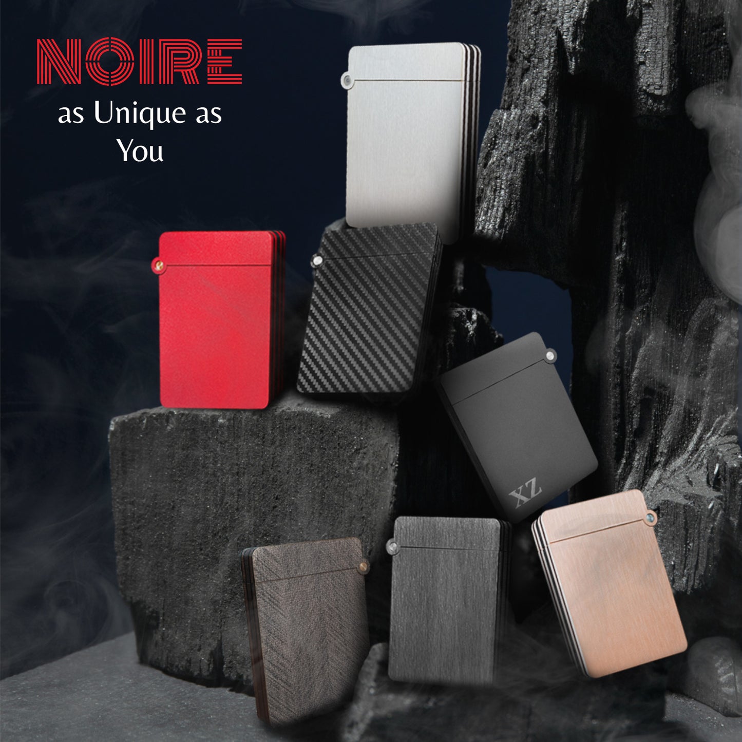 NOIRE Card Wallet NoirBlink Minimalist Unique Compact Card Holder Handcrafted Fidget NameCard